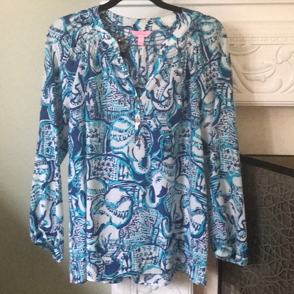Lilly Pulitzer Tops - Lily Pulitzer elephant silk blouse Lilly Pulitzer Tops - Lily Pulitzer elephant silk blouse